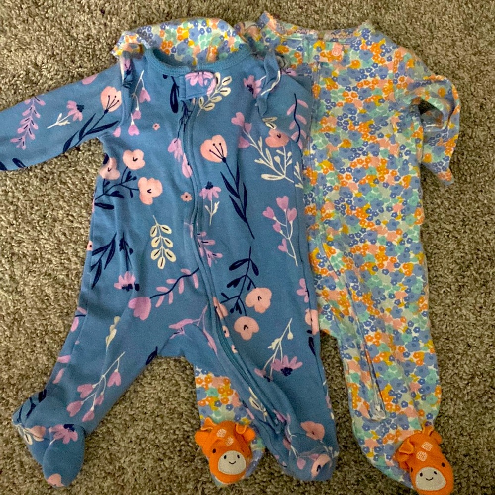 Footed pajamas. Size three months
